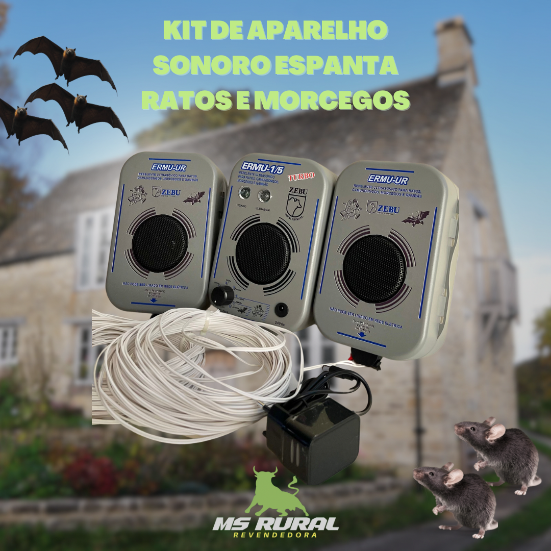 Kit Espanta Rato Morcego Ermu Zebu C/1 Unidade Central + 2 Unidade Rem ...