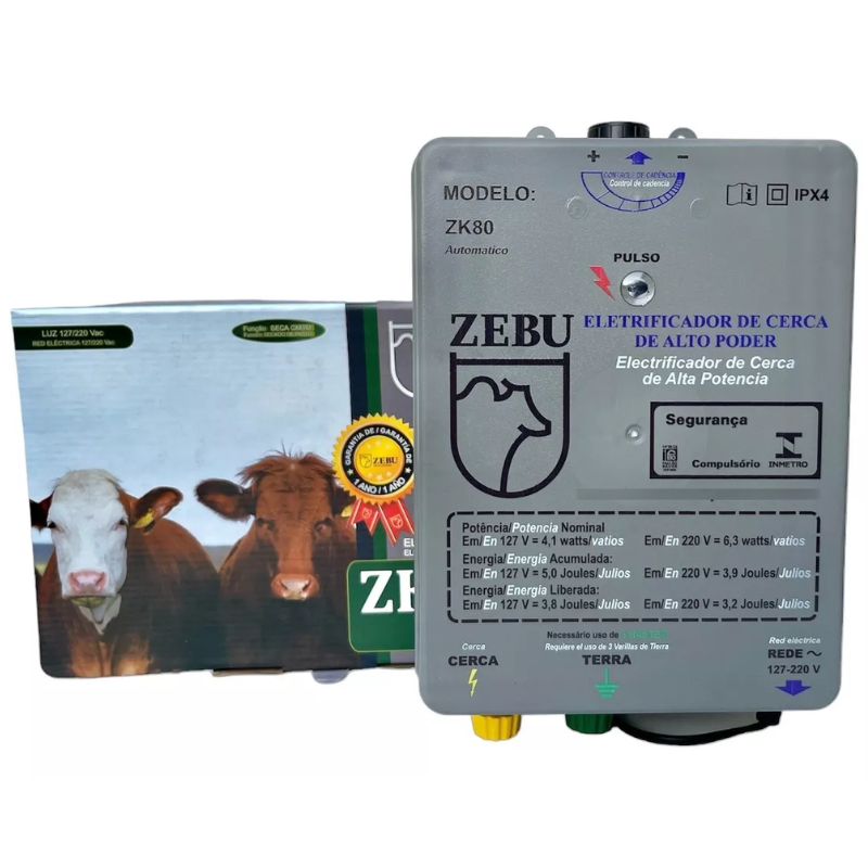Eletrificador De Cerca Zk80 Zebu Bivolt (gado E Seca Capim)