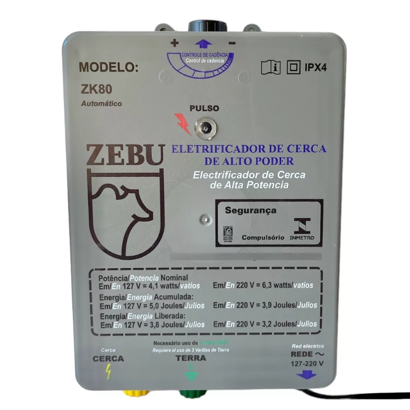 Eletrificador De Cerca Zk80 Zebu Bivolt (gado E Seca Capim)