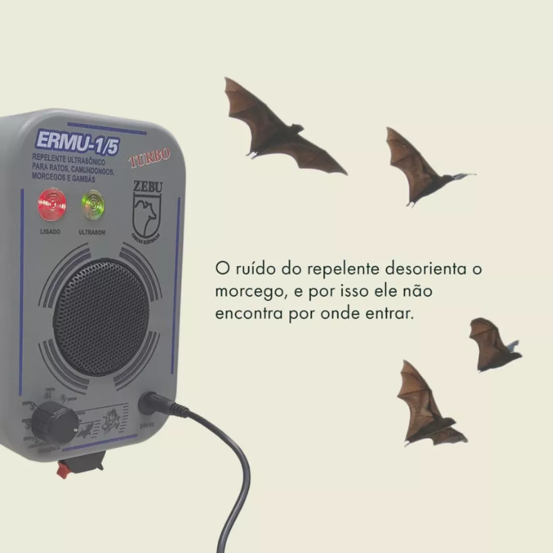 Aparelho Sonoro Ermu Contra Morcegos/ratos Turbo Zebu Bivolt