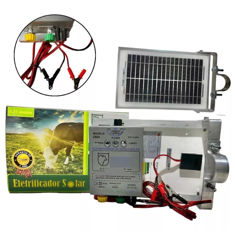 Eletrificador Cerca Elétrica Solar Aparelho Choque Zebu 35km