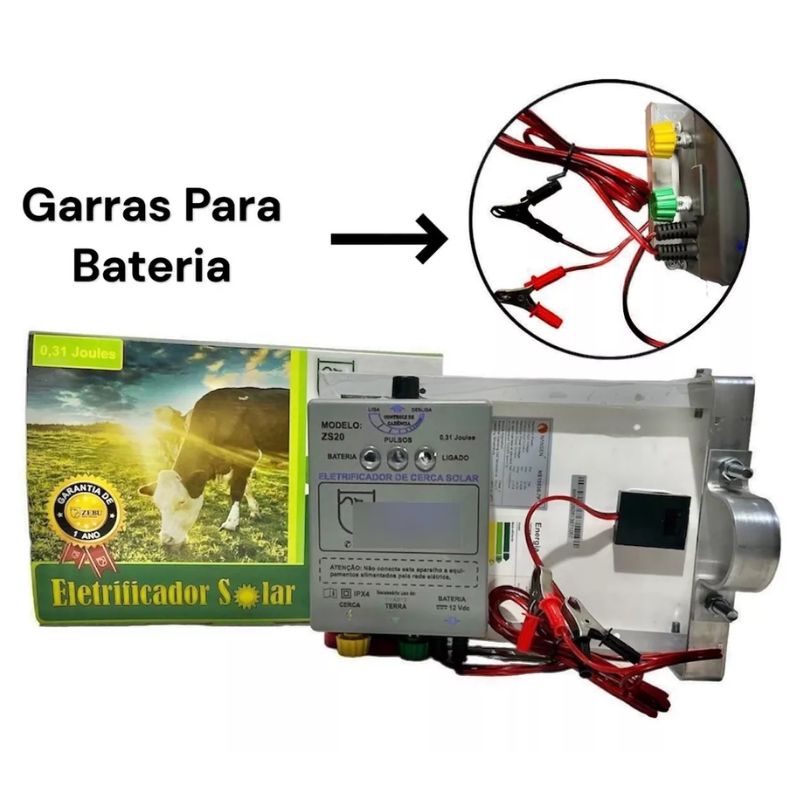 Eletrificador Cerca Elétrica Solar Aparelho Choque Zebu 35km