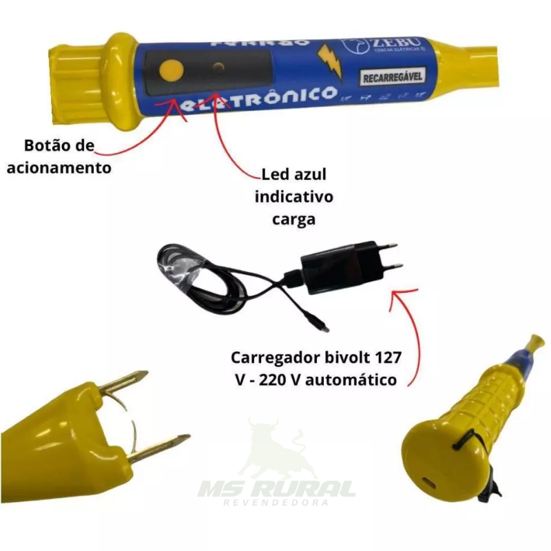 Ferrão Eletrônico (Zebu 65CM 3,5 joules) + Boné Exclusivo Zebu de BRINDE
