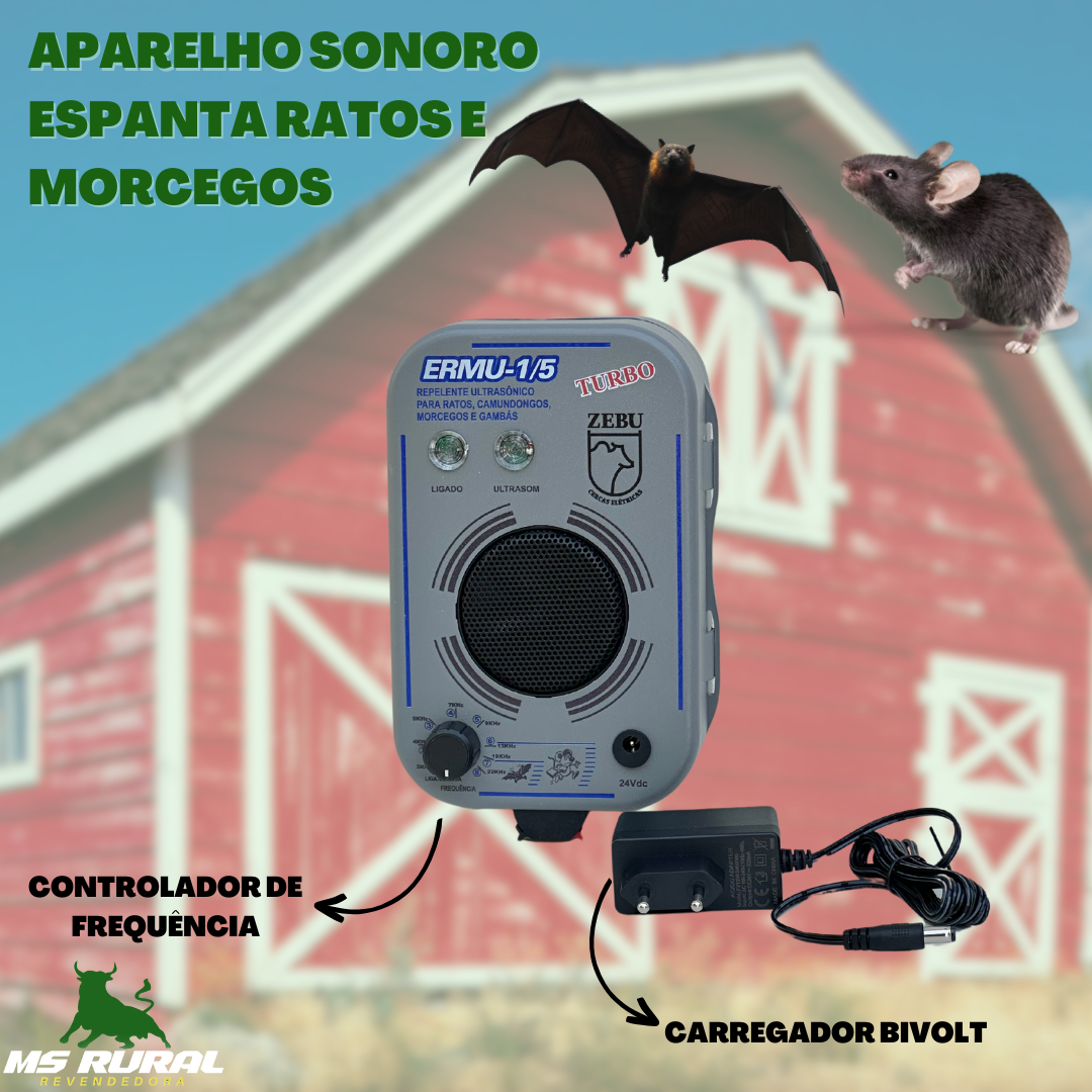 Aparelho Sonoro Ermu Contra Morcegos/ratos Turbo Zebu Bivolt