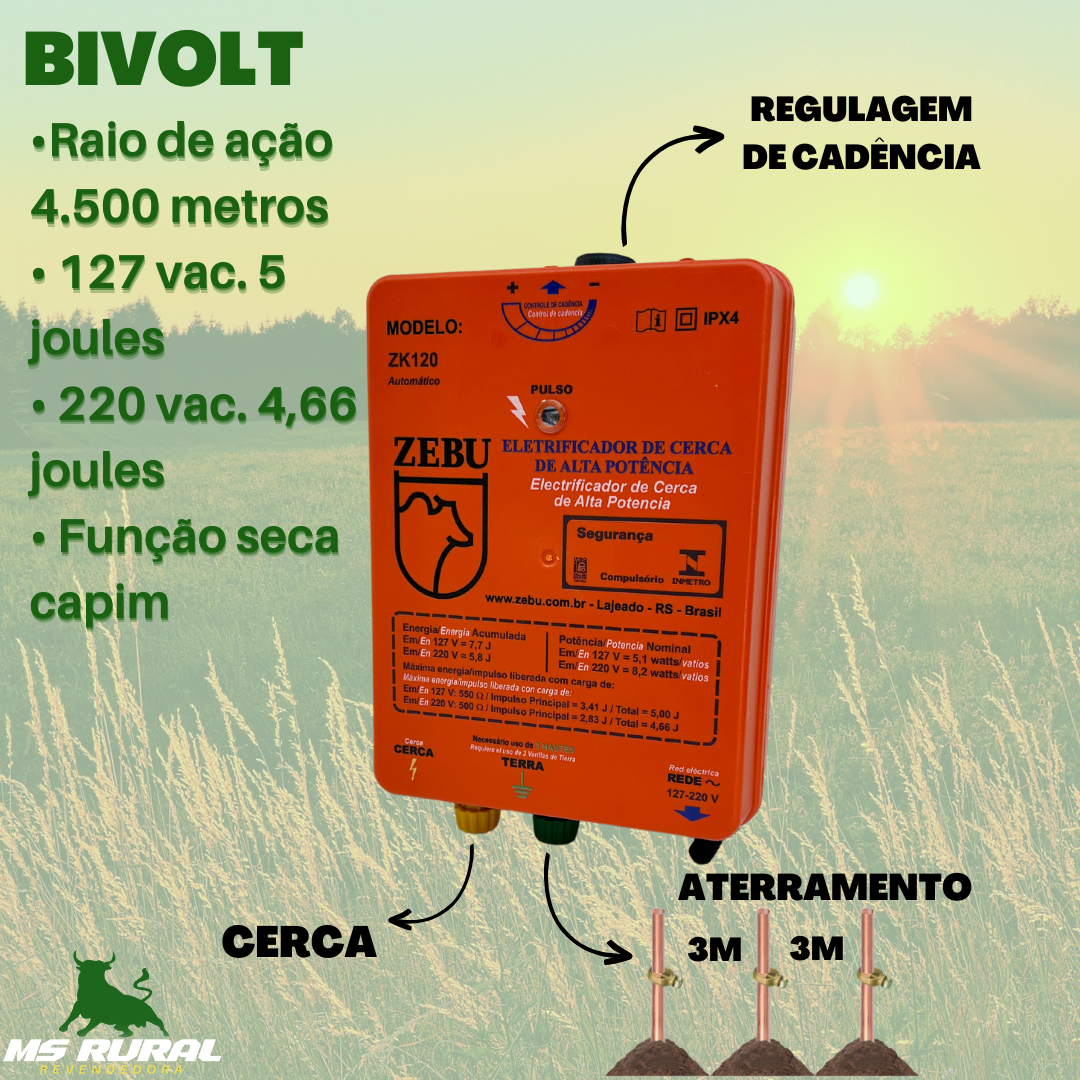 Aparelho De Cerca Eletrica Zebu Zk 120km