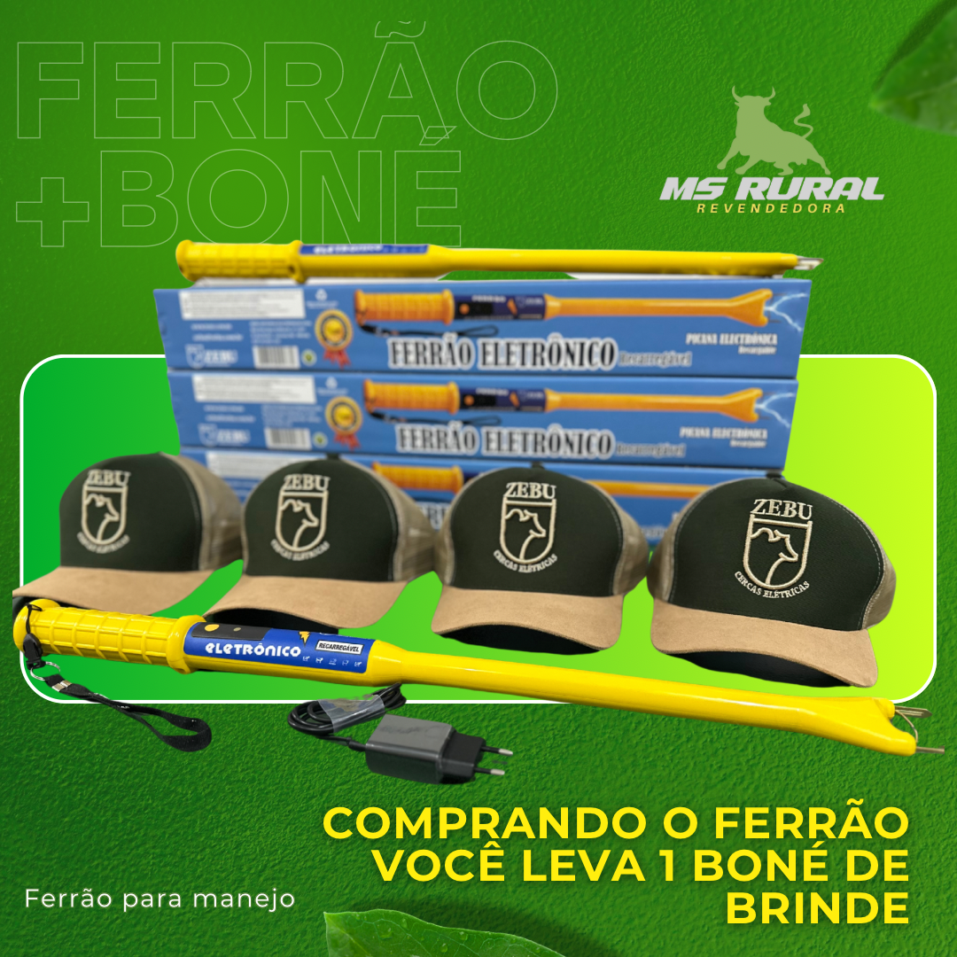 Ferrão Eletrônico (Zebu 65CM 3,5 joules) + Boné Exclusivo Zebu de BRINDE