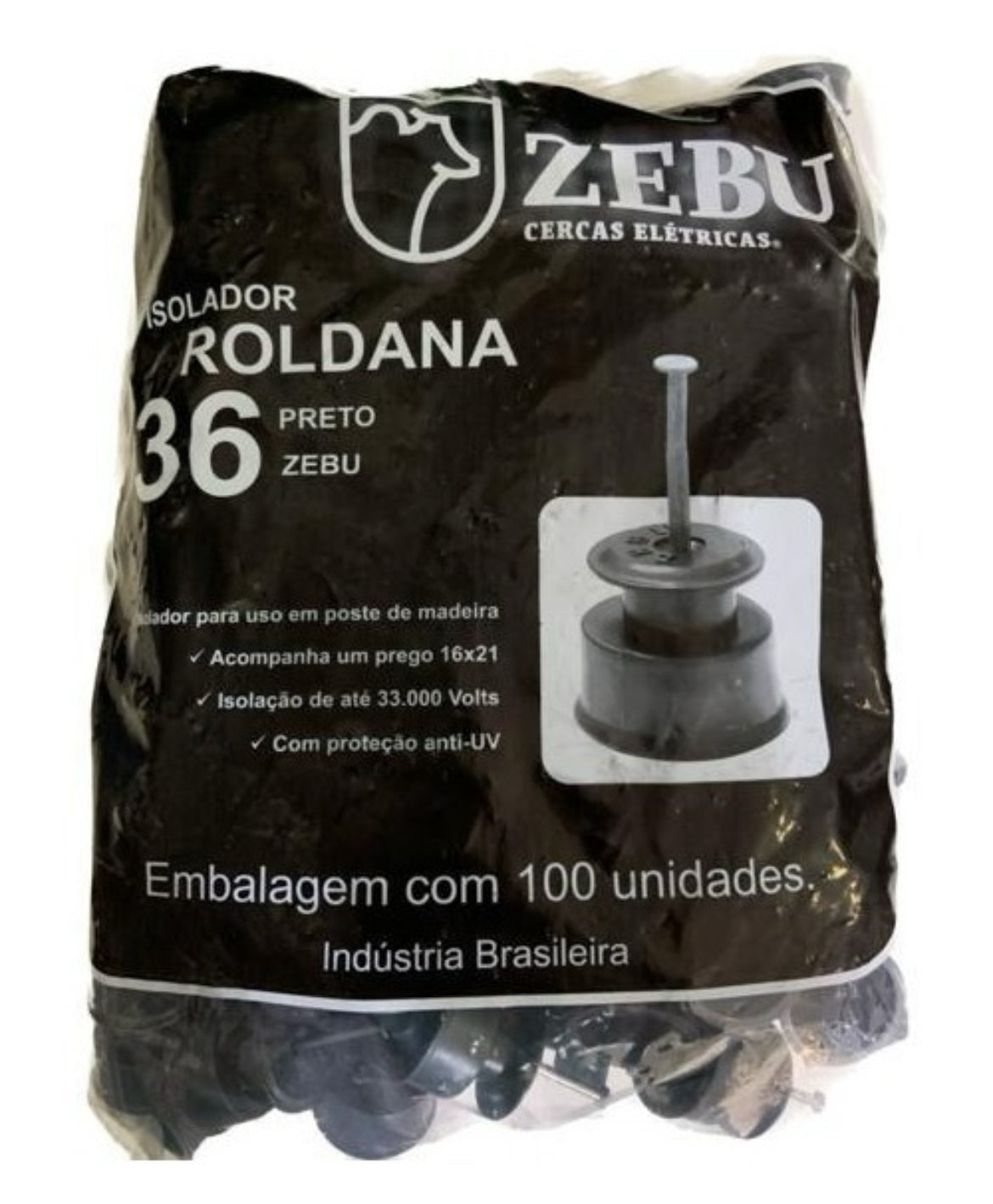 Isolador Cerca Eletrica Zebu Roldana 31mm X 36mm 300 Un