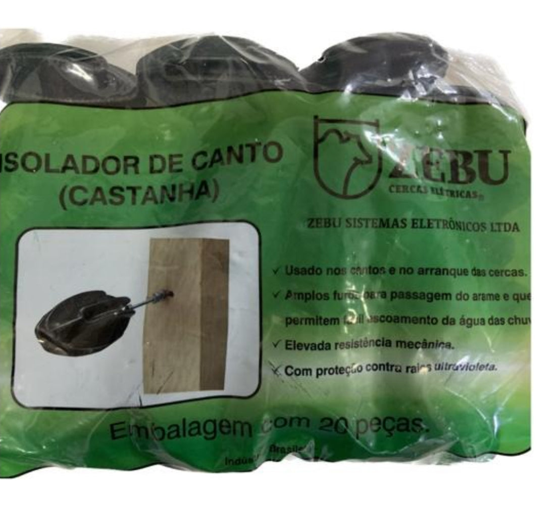 Isolador Cerca Zebu Tipo Castanha Preto 60 Un