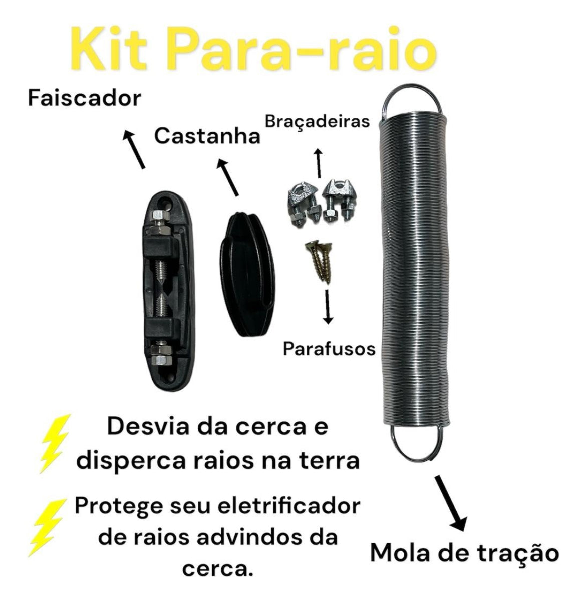 Kit Para Raios Cerca Elétrica Rural Zebu Completo C/uv Nf