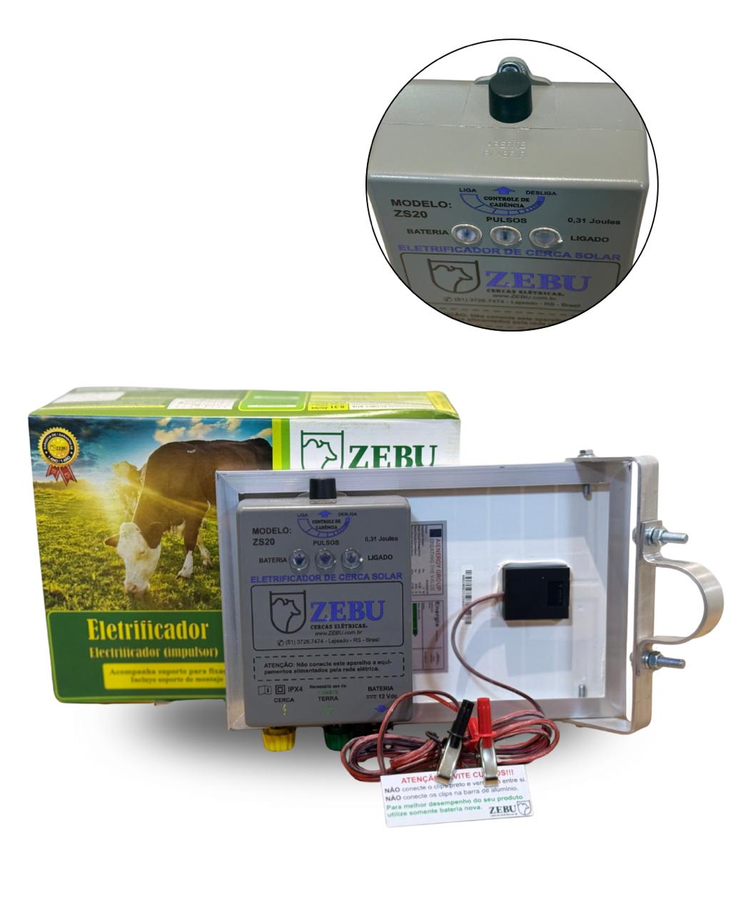 Eletrificador Cerca Elétrica Solar Aparelho Choque Zebu 35km